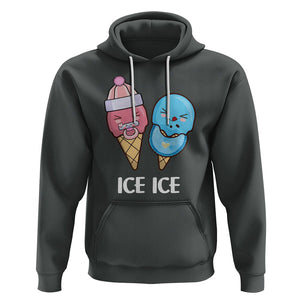 First Mother's Day Hoodie Ice Ice Baby Blue Pink Icecream TS02 Dark Heather Printyourwear