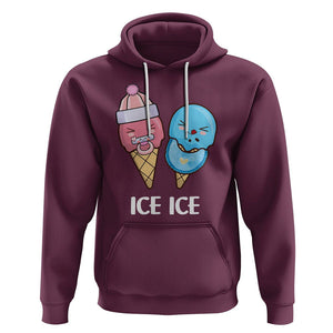 First Mother's Day Hoodie Ice Ice Baby Blue Pink Icecream TS02 Maroon Printyourwear