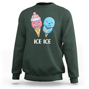 First Mother's Day Sweatshirt Ice Ice Baby Blue Pink Icecream TS02 Dark Forest Green Printyourwear