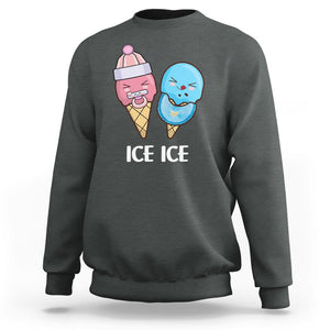 First Mother's Day Sweatshirt Ice Ice Baby Blue Pink Icecream TS02 Dark Heather Printyourwear