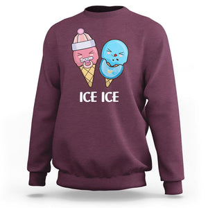 First Mother's Day Sweatshirt Ice Ice Baby Blue Pink Icecream TS02 Maroon Printyourwear