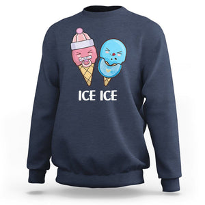 First Mother's Day Sweatshirt Ice Ice Baby Blue Pink Icecream TS02 Navy Printyourwear