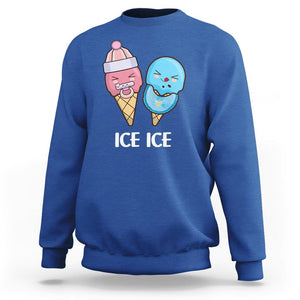 First Mother's Day Sweatshirt Ice Ice Baby Blue Pink Icecream TS02 Royal Blue Printyourwear