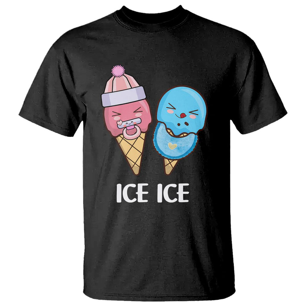 First Mother's Day T Shirt Ice Ice Baby Blue Pink Icecream TS02 Black Printyourwear