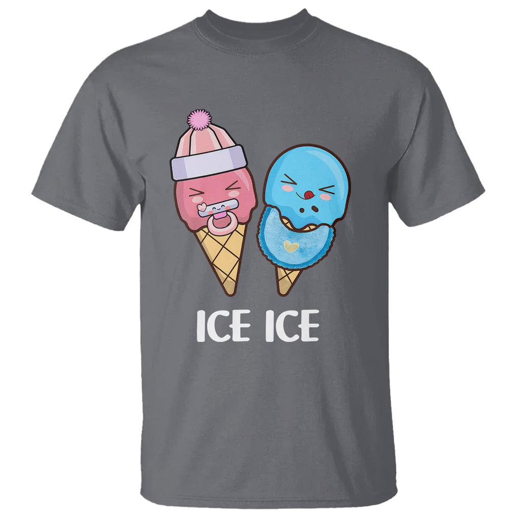 First Mother's Day T Shirt Ice Ice Baby Blue Pink Icecream TS02 Charcoal Printyourwear