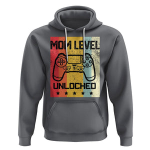 Funny New Mom Hoodie Level Unlocked Retro Video Game Controller TS02 Charcoal Printyourwear