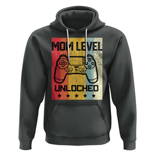 Funny New Mom Hoodie Level Unlocked Retro Video Game Controller TS02 Dark Heather Printyourwear