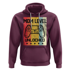 Funny New Mom Hoodie Level Unlocked Retro Video Game Controller TS02 Maroon Printyourwear