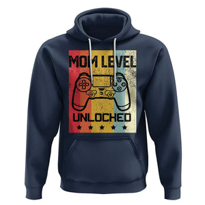 Funny New Mom Hoodie Level Unlocked Retro Video Game Controller TS02 Navy Printyourwear