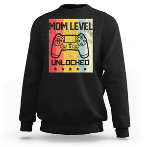 Funny New Mom Sweatshirt Level Unlocked Retro Video Game Controller TS02 Black Printyourwear