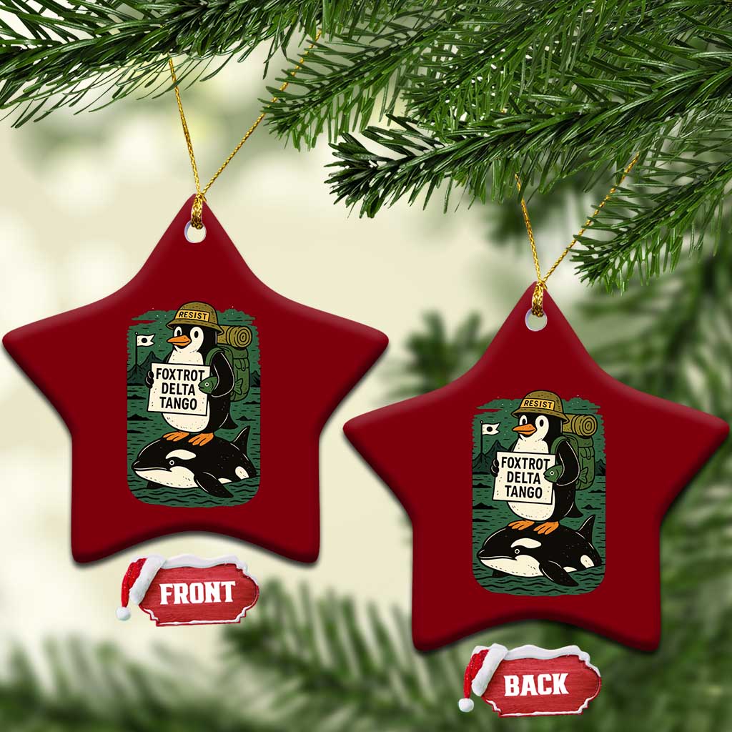 Funny Penguin Resist Ceramic Ornament No Tarriffs Activism Graphic TS02 Print Your Wear