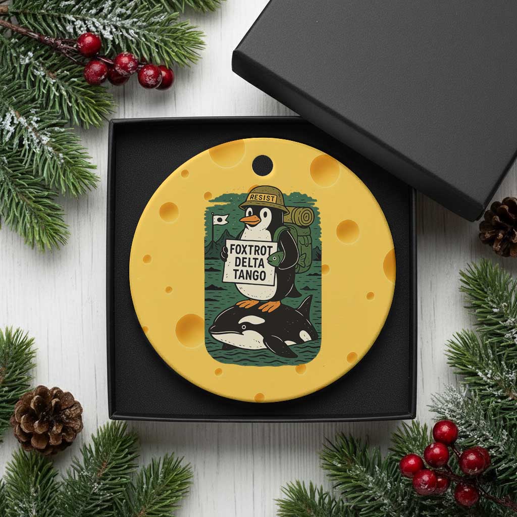 Funny Penguin Resist Ceramic Ornament No Tarriffs Activism Graphic TS02 1pc Yellow Cheese Print Your Wear