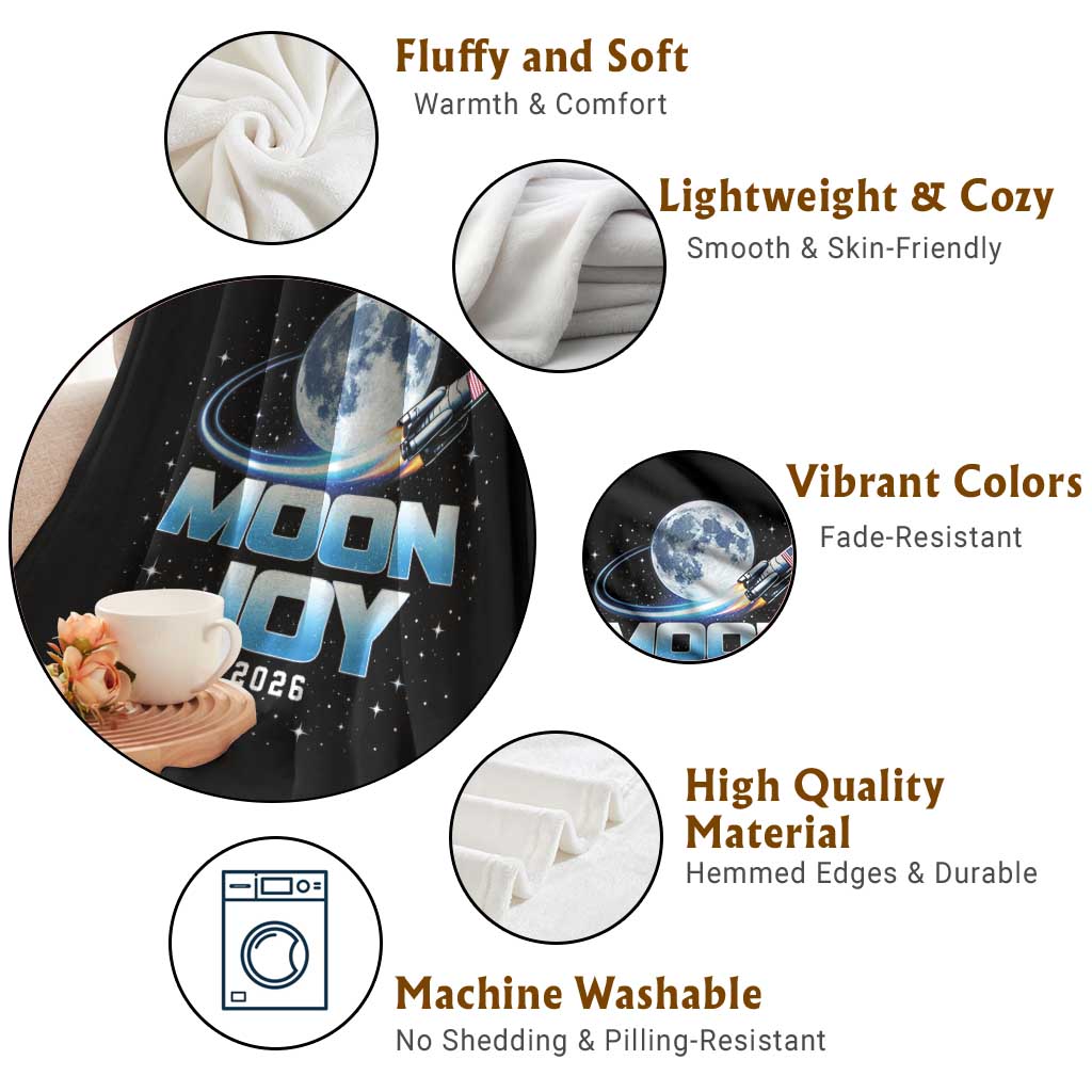 Celestial Moon Joy 2026 Throw Blanket Rocket Launch '26 Lunar Mission Celebration TS02 Print Your Wear