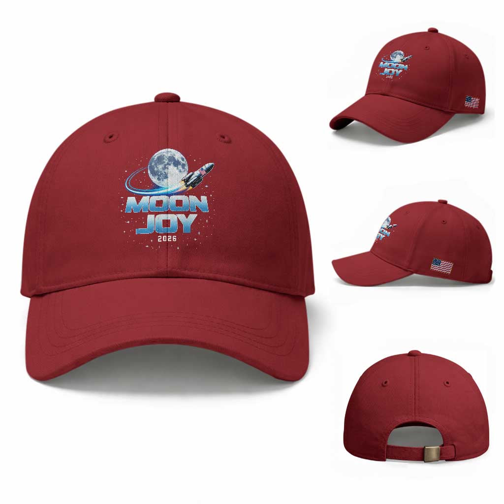 Celestial Moon Joy 2026 Baseball Cap Rocket Launch '26 Lunar Mission Celebration TS02 Baseball Cap Universal Fit Cherry Red Print Your Wear