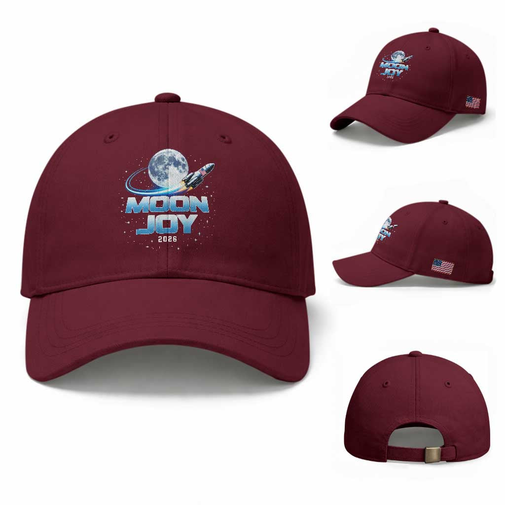 Celestial Moon Joy 2026 Baseball Cap Rocket Launch '26 Lunar Mission Celebration TS02 Baseball Cap Universal Fit Maroon Print Your Wear