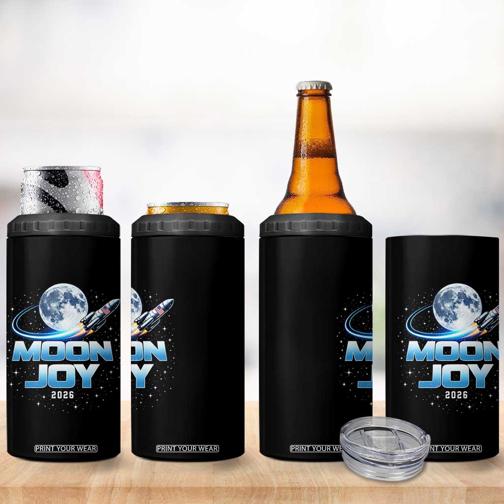 Celestial Moon Joy 2026 4 in 1 Can Cooler Tumbler Rocket Launch '26 Lunar Mission Celebration TS02 Print Your Wear