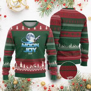 Celestial Moon Joy 2026 Ugly Christmas Sweater Rocket Launch '26 Lunar Mission Celebration TS02 Red Green Print Your Wear