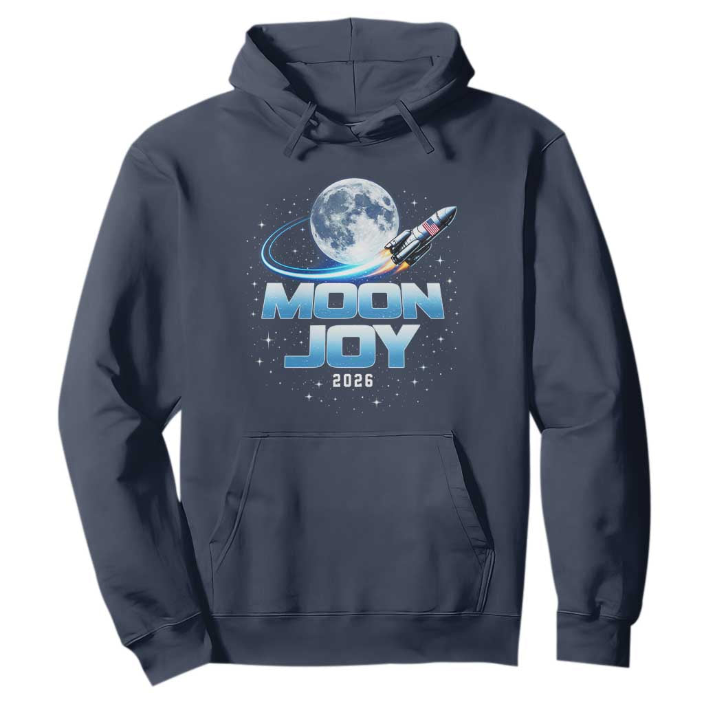 Celestial Moon Joy 2026 Hoodie Rocket Launch '26 Lunar Mission Celebration TS02 Navy Print Your Wear