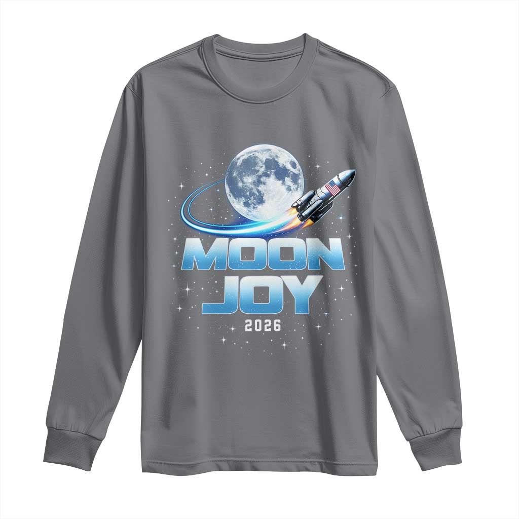 Celestial Moon Joy 2026 Long Sleeve Shirt Rocket Launch '26 Lunar Mission Celebration TS02 Charcoal Print Your Wear