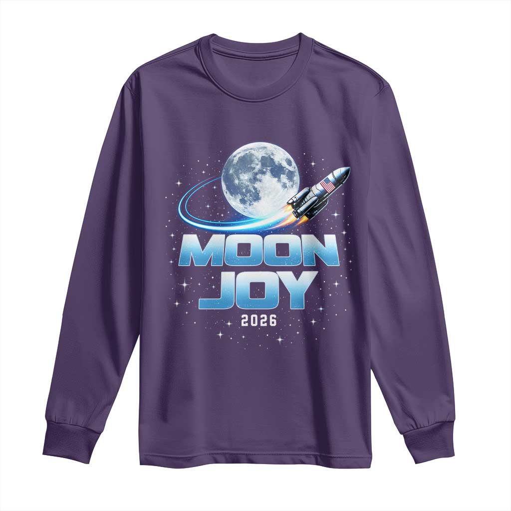 Celestial Moon Joy 2026 Long Sleeve Shirt Rocket Launch '26 Lunar Mission Celebration TS02 Purple Print Your Wear