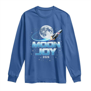 Celestial Moon Joy 2026 Long Sleeve Shirt Rocket Launch '26 Lunar Mission Celebration TS02 Royal Blue Print Your Wear
