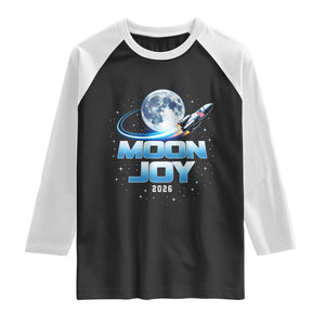 Celestial Moon Joy 2026 Raglan Shirt Rocket Launch '26 Lunar Mission Celebration TS02 Black White Print Your Wear