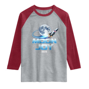 Celestial Moon Joy 2026 Raglan Shirt Rocket Launch '26 Lunar Mission Celebration TS02 Heather Gray Heather Red Print Your Wear
