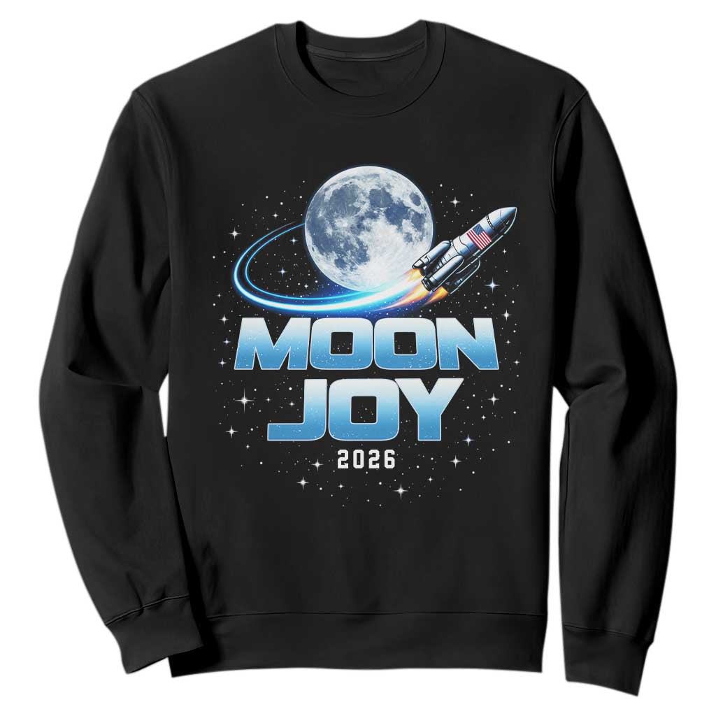 Celestial Moon Joy 2026 Sweatshirt Rocket Launch '26 Lunar Mission Celebration TS02 Black Print Your Wear