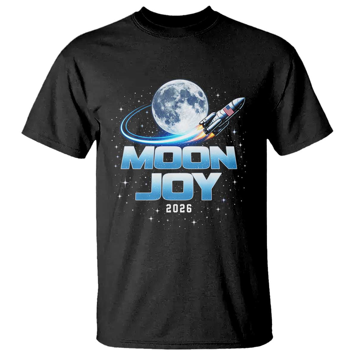 Celestial Moon Joy 2026 T Shirt Rocket Launch '26 Lunar Mission Celebration TS02 Black Print Your Wear
