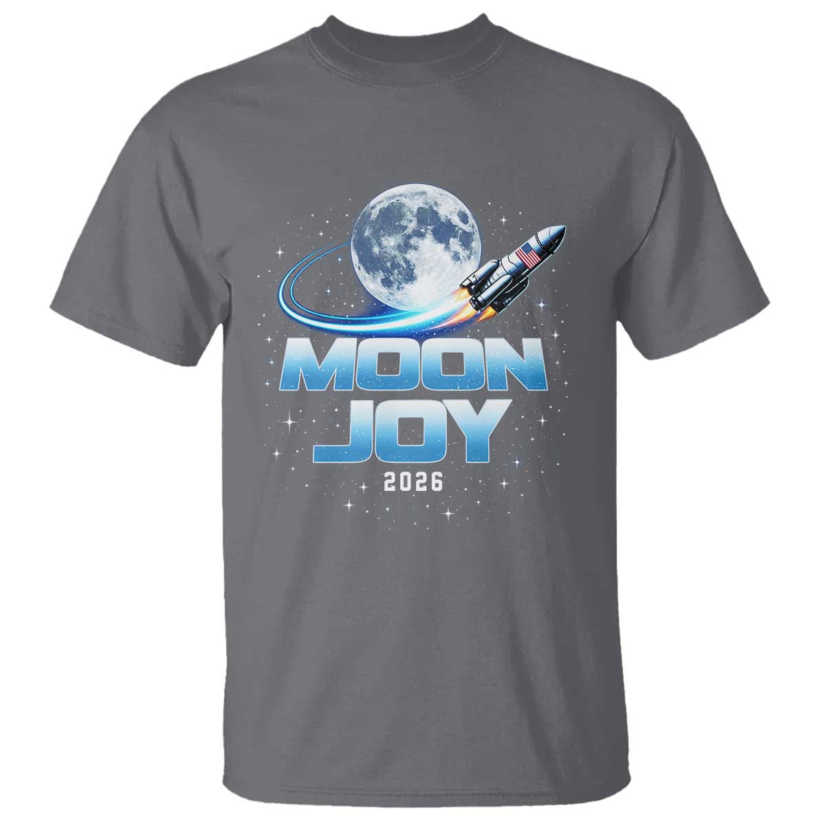 Celestial Moon Joy 2026 T Shirt Rocket Launch '26 Lunar Mission Celebration TS02 Charcoal Print Your Wear