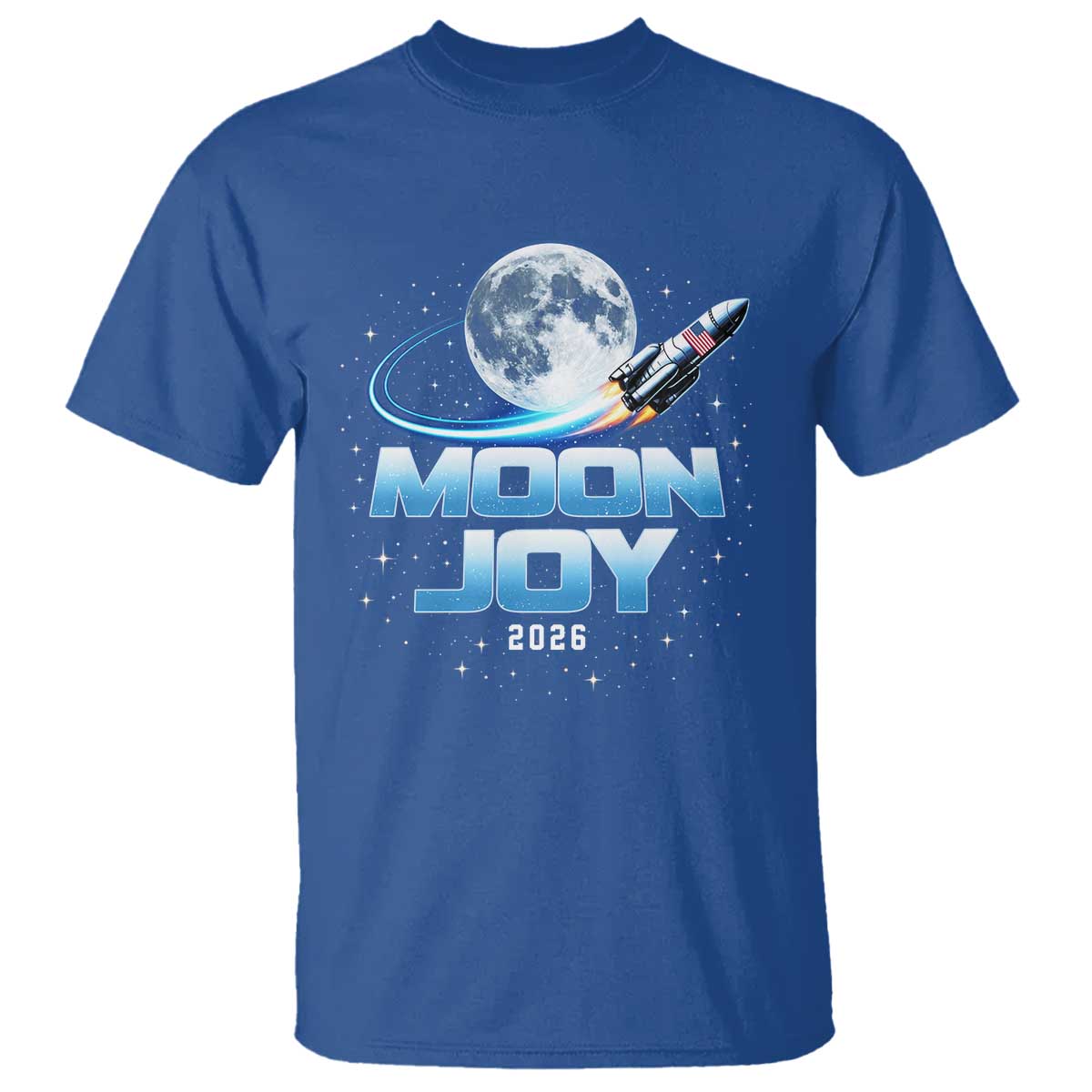 Celestial Moon Joy 2026 T Shirt Rocket Launch '26 Lunar Mission Celebration TS02 Royal Blue Print Your Wear