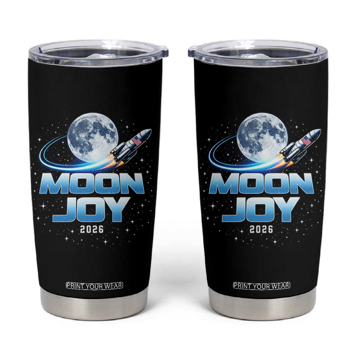 Celestial Moon Joy 2026 Tumbler Cup Rocket Launch '26 Lunar Mission Celebration TS02 Black Print Your Wear