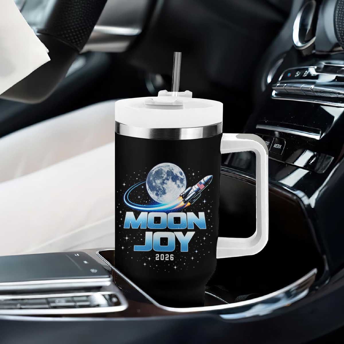 Celestial Moon Joy 2026 Tumbler With Handle Rocket Launch '26 Lunar Mission Celebration TS02 Print Your Wear