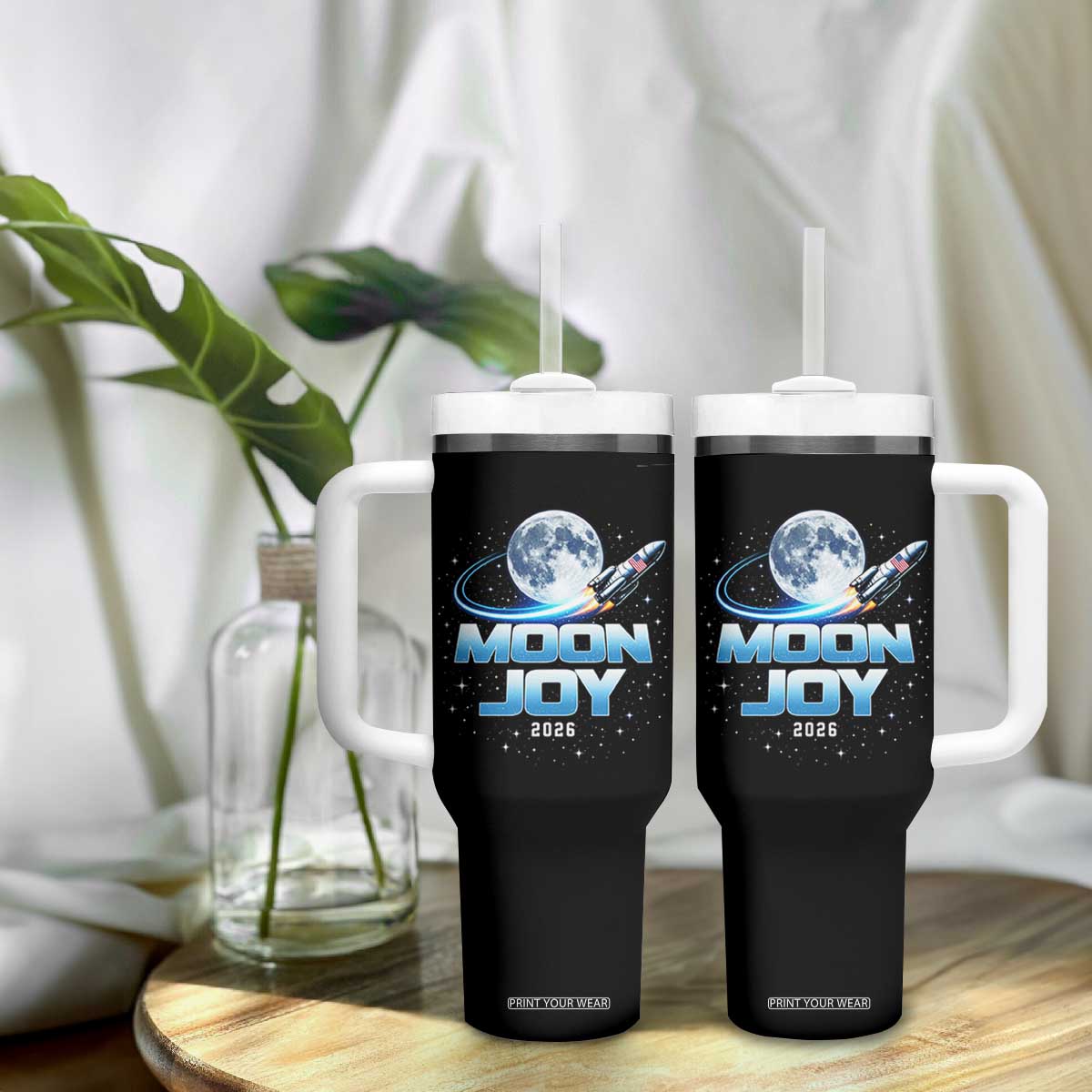 Celestial Moon Joy 2026 Tumbler With Handle Rocket Launch '26 Lunar Mission Celebration TS02 Print Your Wear