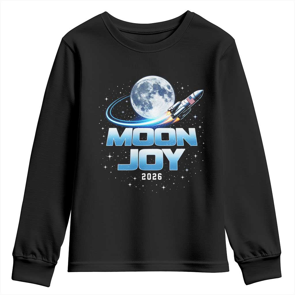 Celestial Moon Joy 2026 Youth Sweatshirt Rocket Launch '26 Lunar Mission Celebration TS02 Black Print Your Wear
