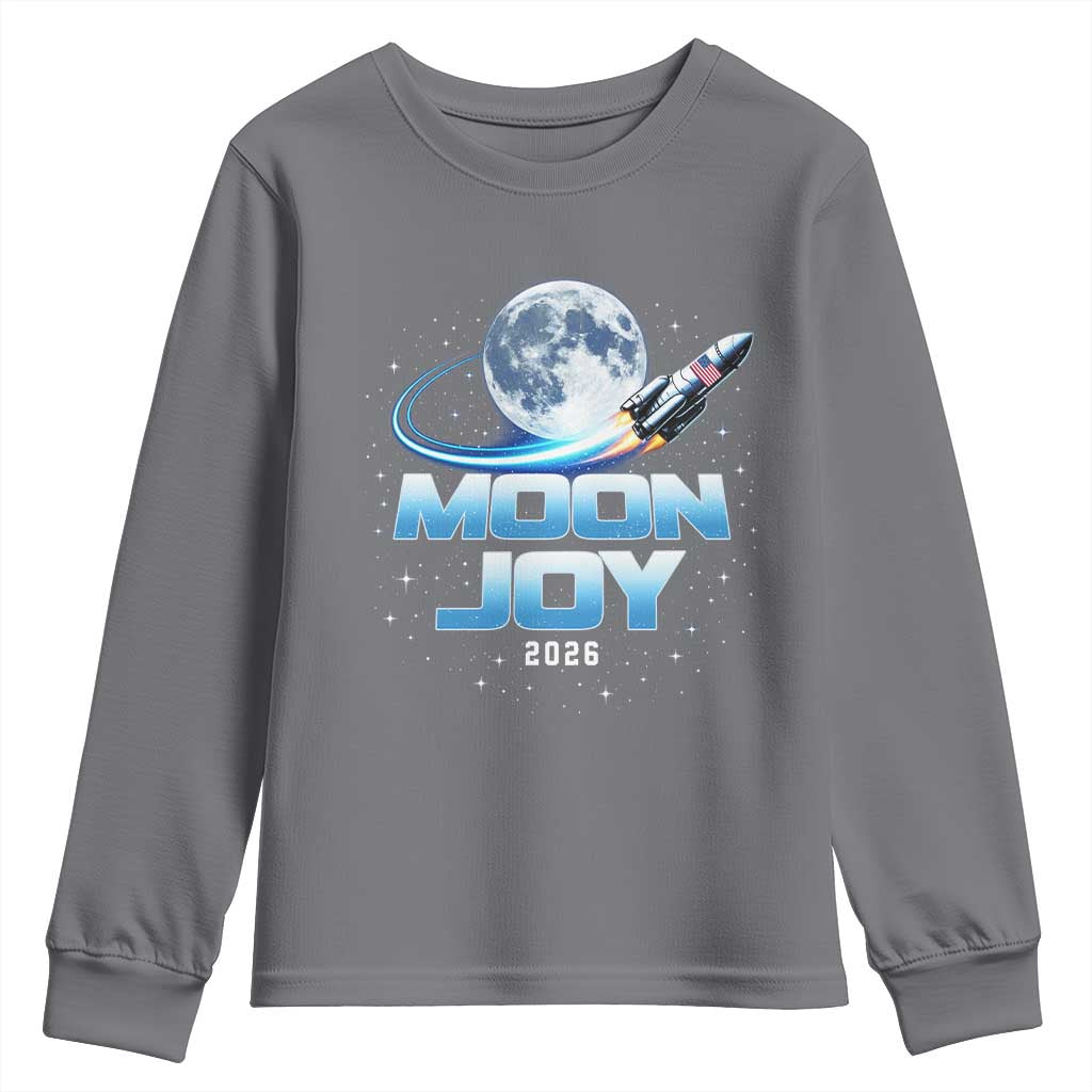 Celestial Moon Joy 2026 Youth Sweatshirt Rocket Launch '26 Lunar Mission Celebration TS02 Charcoal Print Your Wear