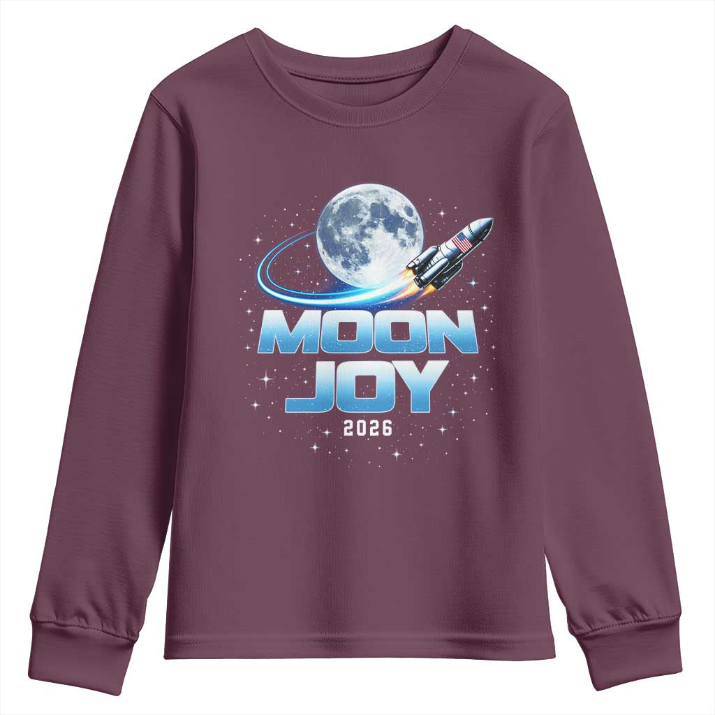 Celestial Moon Joy 2026 Youth Sweatshirt Rocket Launch '26 Lunar Mission Celebration TS02 Maroon Print Your Wear