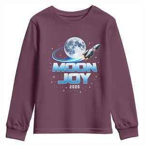 Celestial Moon Joy 2026 Youth Sweatshirt Rocket Launch '26 Lunar Mission Celebration TS02 Maroon Print Your Wear