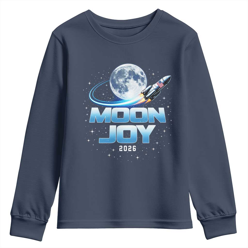Celestial Moon Joy 2026 Youth Sweatshirt Rocket Launch '26 Lunar Mission Celebration TS02 Navy Print Your Wear