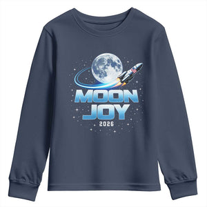 Celestial Moon Joy 2026 Youth Sweatshirt Rocket Launch '26 Lunar Mission Celebration TS02 Navy Print Your Wear