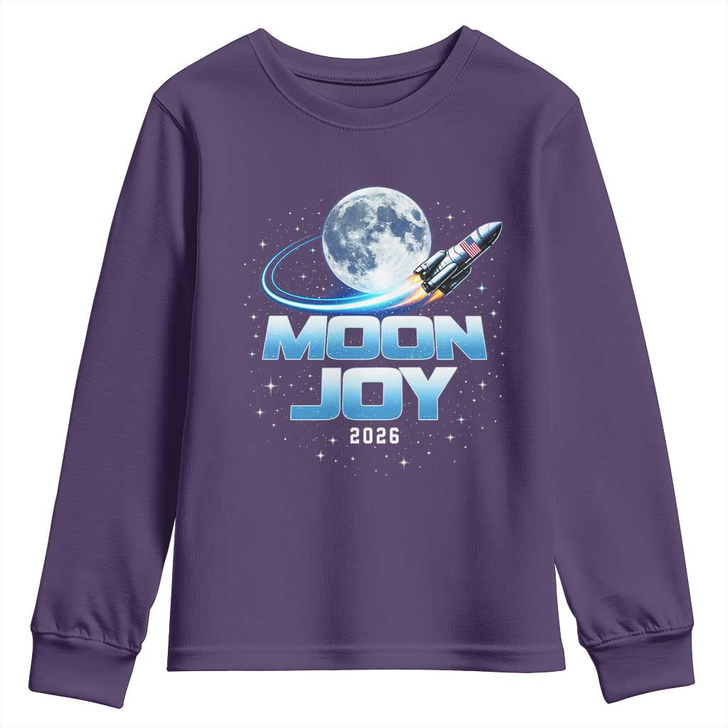 Celestial Moon Joy 2026 Youth Sweatshirt Rocket Launch '26 Lunar Mission Celebration TS02 Purple Print Your Wear