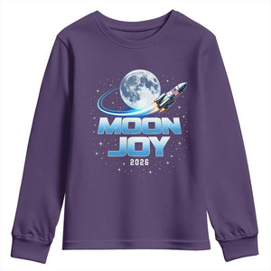 Celestial Moon Joy 2026 Youth Sweatshirt Rocket Launch '26 Lunar Mission Celebration TS02 Purple Print Your Wear