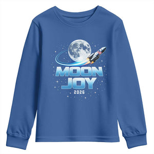 Celestial Moon Joy 2026 Youth Sweatshirt Rocket Launch '26 Lunar Mission Celebration TS02 Royal Blue Print Your Wear