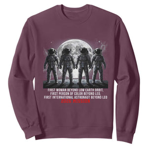Historic 2026 Lunar Mission Crew Celebration Sweatshirt Proud To Be Beyond Low Earth Orbit TS02 Maroon Print Your Wear