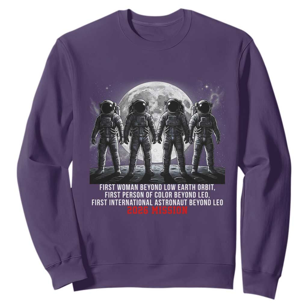Historic 2026 Lunar Mission Crew Celebration Sweatshirt Proud To Be Beyond Low Earth Orbit TS02 Purple Print Your Wear