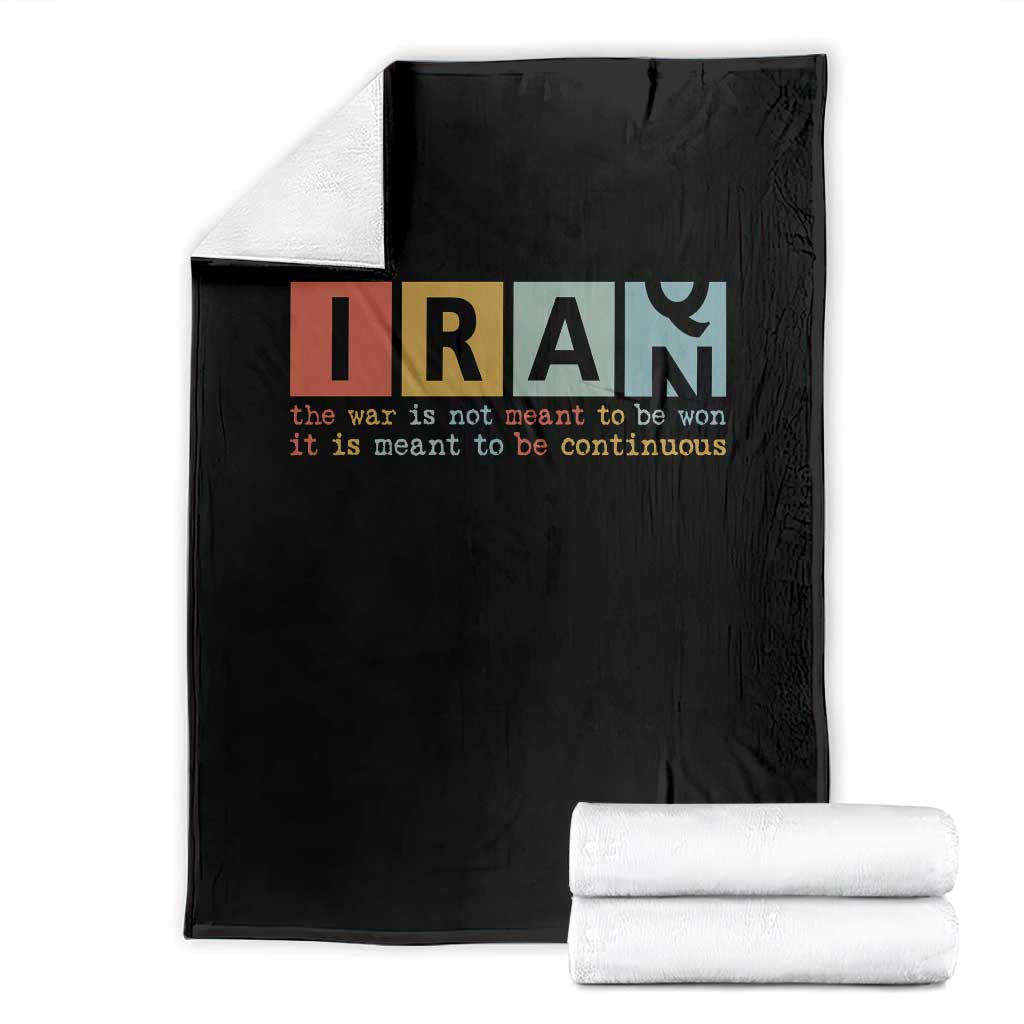 Iran The War Is Meant To Be Continuous Vintage Graphic Throw Blanket Orwell Quotes Geopolitical Satire TS02 Black Print Your Wear