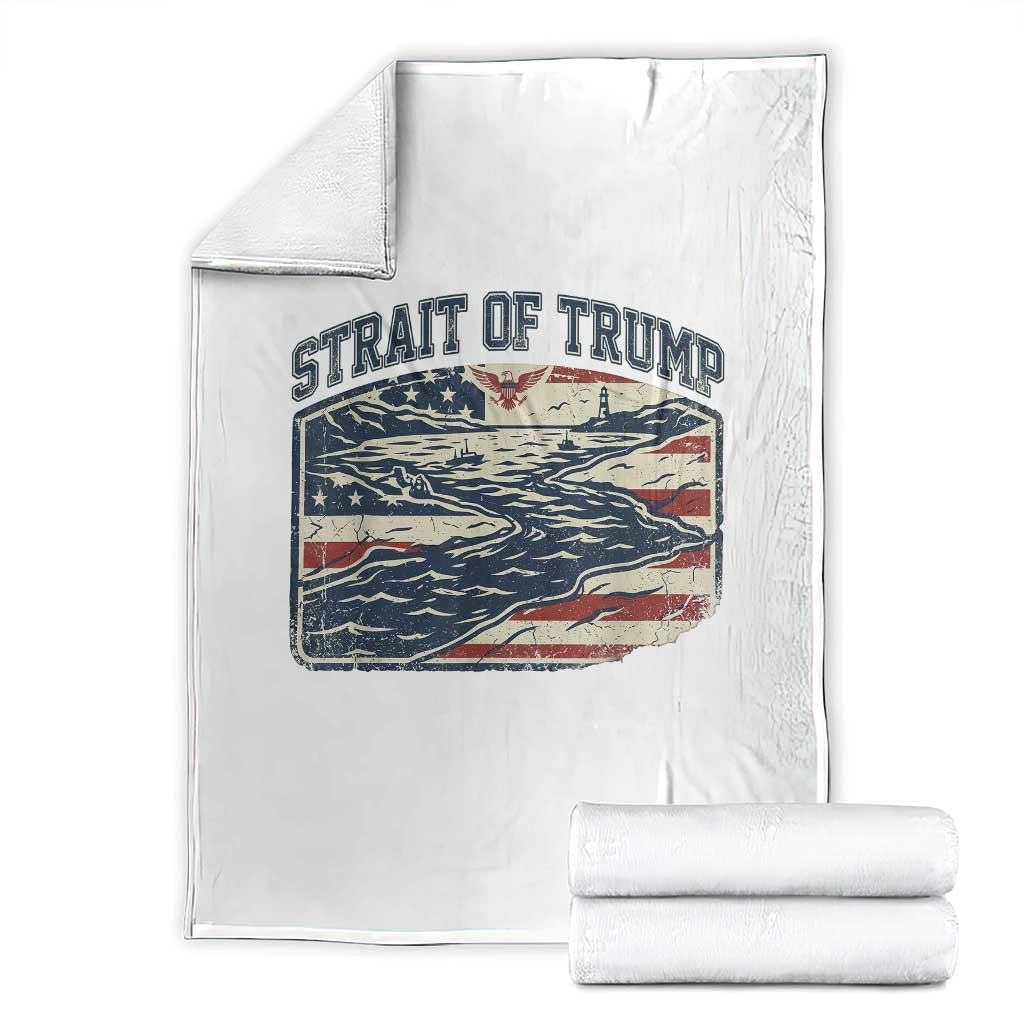 Strait of Trump 2026 Vintage Old Americana Throw Blanket American Flag Nautical Patriotic Graphic TS02 White Print Your Wear