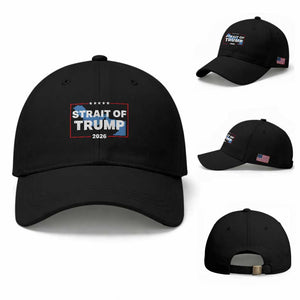 Strait of Trump 2026 Baseball Cap Middle East Map Political Graphic TS02 Baseball Cap Universal Fit Black Print Your Wear