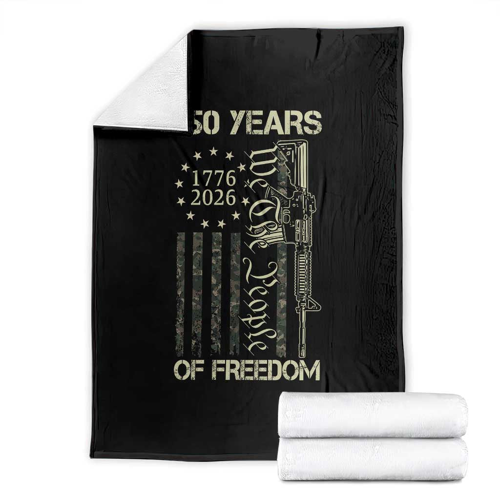 250 Years of Freedom Camo Flag Throw Blanket We The People Second Amendment 1776-2026 Patriotic TS02 Black Print Your Wear