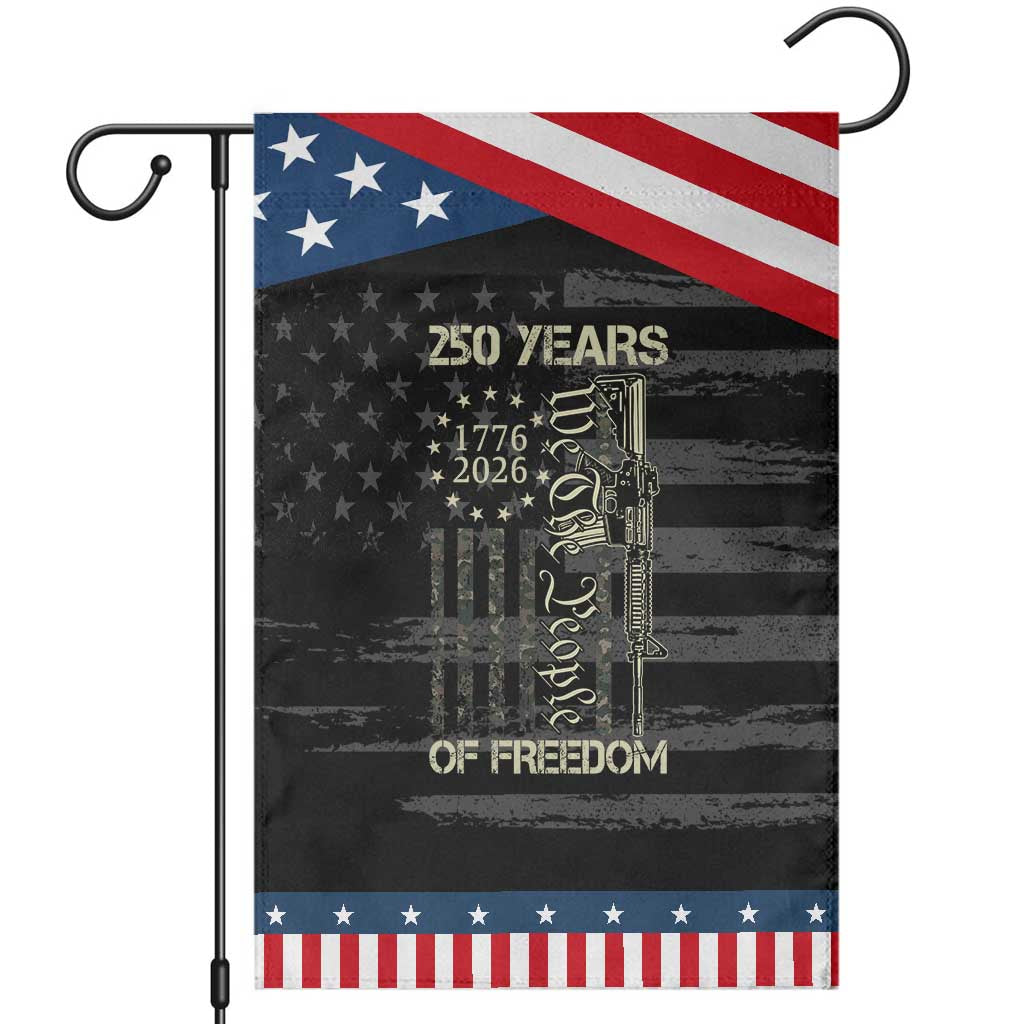 250 Years of Freedom Camo Flag Patriotic Garden Flag We The People Second Amendment 1776-2026 Patriotic TS02 Distressed Black Blue Print Your Wear